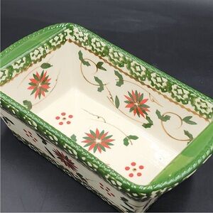 Temptations Holiday Loaf Pan Ceramic - 12 oz - 7” X 3” - Mint Conditiom